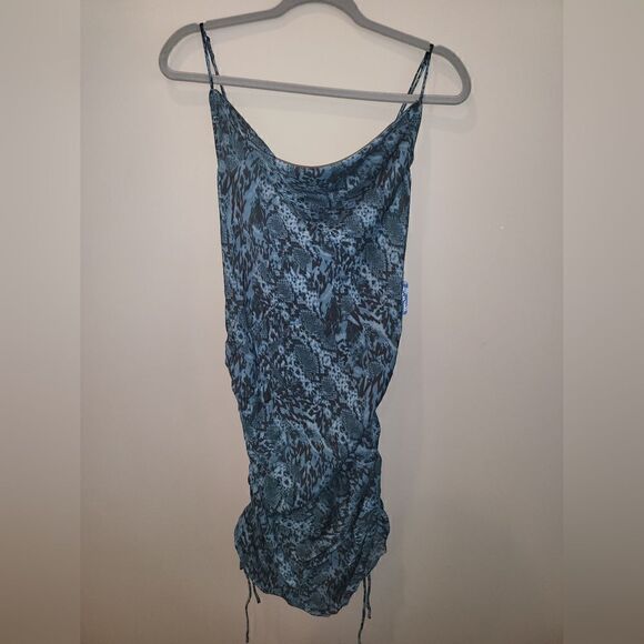 Free People Dresses & Skirts - Free People Printed Slip Blue and Black Large NWT